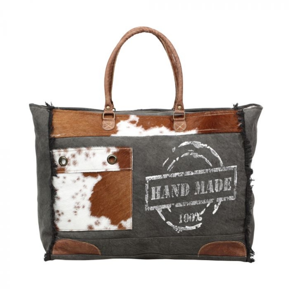 💕🔥Weekender Myra Bag Handmade Cowhide Canvas New - Picture 5 of 7